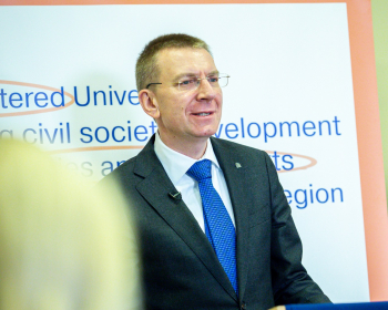 Minister of Foreign Affairs of Latvia Edgars Rinkēvičs delivers a lecture at EHU