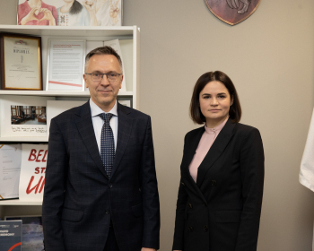 EHU Rector Prof. Krzysztof Rybinski met with the National Leader of Belarus Ms. Sviatlana Tsikhanouskaya