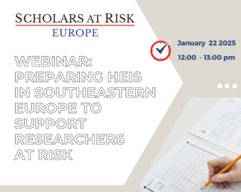 Invitation to the webinar “Preparing HEIs in Southeastern Europe to support Researchers at Risk”